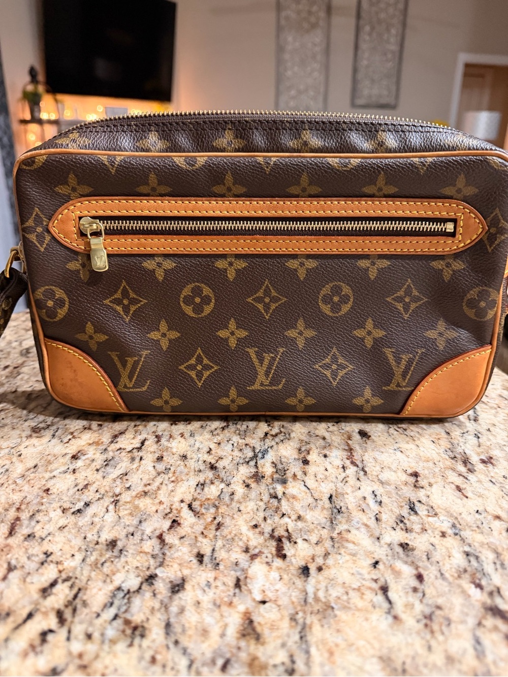 Louis Vuitton Monogram Marlee Dragonee Pouch in Brown and Tan
